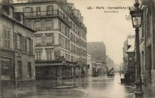 Ak Paris XII, Rue de Bercy, Überschwemmungen 1910