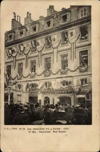 Ak Paris VIII Élysée, Rue Royale, S.M. Edouard VII 1903