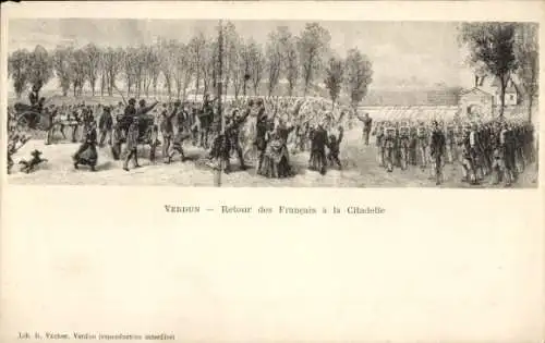 Ak Verdun, Retour des Francais a la Citadelle