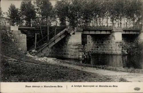 Ak La Marolle Loir et Cher, zerstörte Brücke