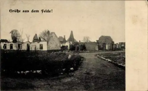 Ak Bailleul Sir Berthoult Pas-de-Calais, Ruinen, Kriegsschauplatz 1. WK