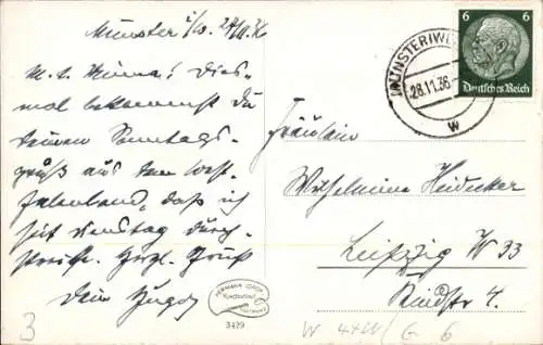 Ak Münster in Westfalen, Totalansicht, Turm