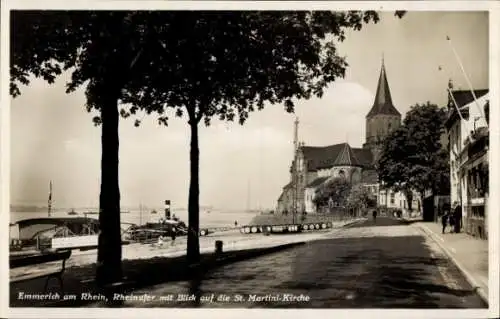 Ak Emmerich am Niederrhein, Rheinufer mit Blick auf die St. Martini-Kirche