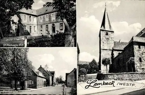 Ak Lembeck Dorsten in Westfalen, St.-Michaelis-Stift, Dorfstraße, Laurentiuskirche