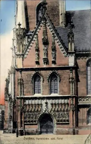 Ak Zwickau in Sachsen, Marienkirche, südliches Portal