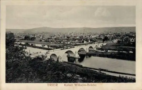 Ak Trier an der Mosel, Kaiser Wilhelm Brücke, Totalansicht