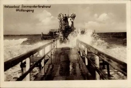 Ak Ostseebad Timmendorfer Strand in Holstein, Seebrücke, Wellengang