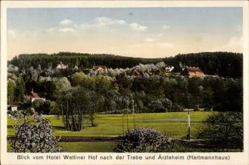 Ak Bad Berka in Thüringen, Blick vom Hotel Wettiner Hof nach der Trebe und Ärzteheim, Hartmannhaus