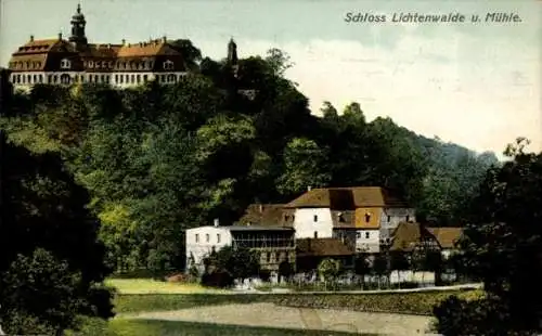 Ak Lichtenwalde Niederwiesa in Sachsen, Schloss und Mühle