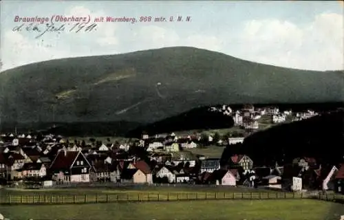 Ak Braunlage Oberharz, Panorama, Wurmberg