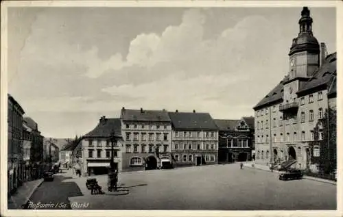 Ak Roßwein in Sachsen, Markt