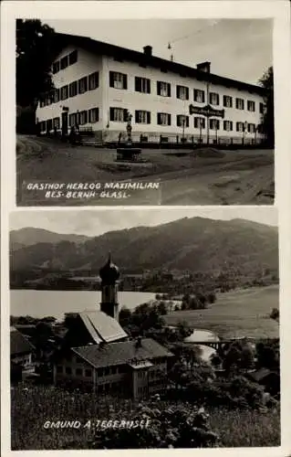 Foto Ak Gmund am Tegernsee Oberbayern, Gasthof Herzog Maxilimian, Panorama