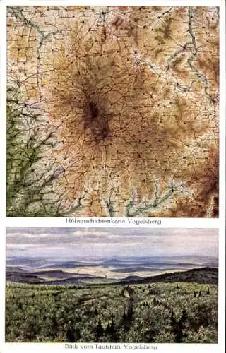 Ak Breungeshain Schotten in Hessen, Berg Taufstein im Vogelsberg, Höhenschichtenkarte Vogelsberg