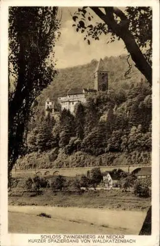 Ak Zwingenberg am Neckar Baden, Schloss Zwingenberg, Waldkatzenbach