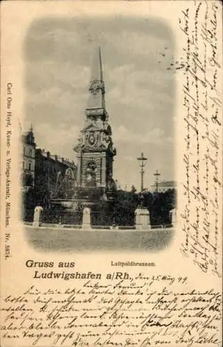 Ak Ludwigshafen am Rhein, Luitpoldbrunnen