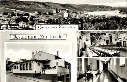 Ak Nierstein am Rhein, Gesamtansicht, Restaurant Zur Linde, Außenansicht, Innenräume
