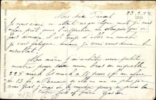 Ak Moers, Partie am Postamt, Straßenbahn