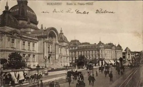 Ak București Bukarest Rumänien, Bank und Franz. Hotel