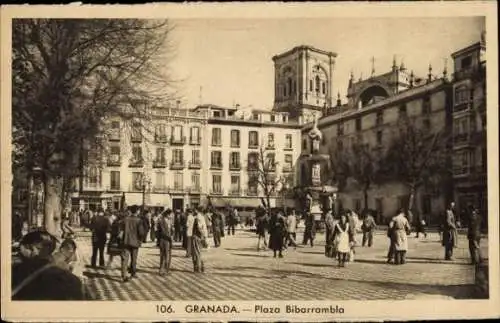 Ak Granada Andalusien Spanien, Plaza Bibarrambla