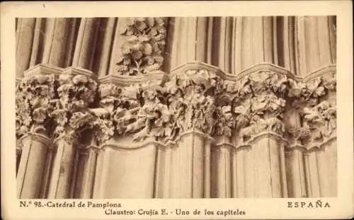 Ak Pamplona Navarra, Kathedrale, Claustro, Crujia E, Uno de los capiteles