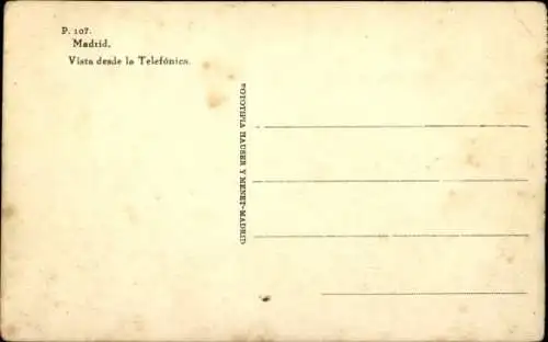 Ak Madrid Spanien, Gesamtansicht vom Telefonica-Gebäude aus