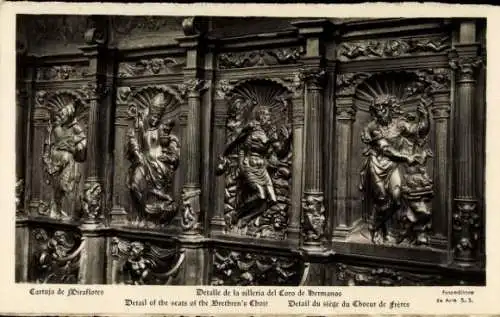 Ak Burgos Kastilien und León, Cartuja de Miraflores, Kloster, Detail vom Chor der Brüder