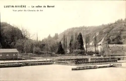 Ak Lustin Riviere Namur, Das Burnot-Tal, Blick von der Eisenbahn aus