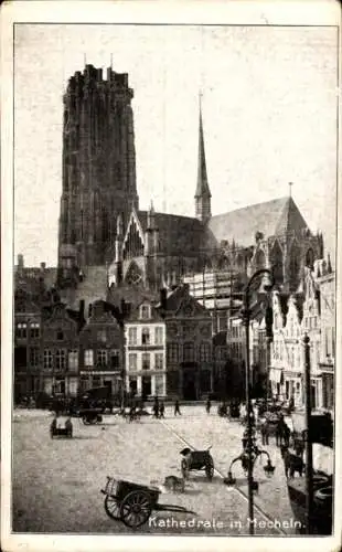 Ak Mecheln Flandern Antwerpen, Kathedrale, Marktplatz