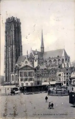 Ak Mechelen Mecheln Malines Flandern Antwerpen, Kathedrale und Großer Platz