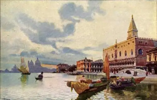 Künstler Ak Venezia Venedig Veneto, Palazzo Ducale dalla Laguna