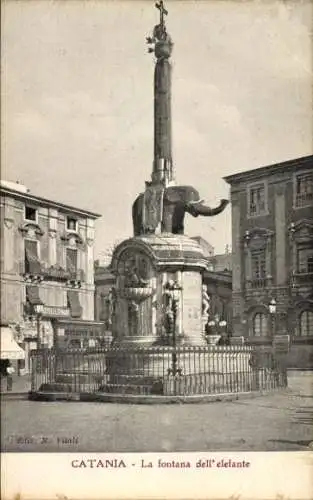 Ak Catania Sicilia, Elefantenbrunnen