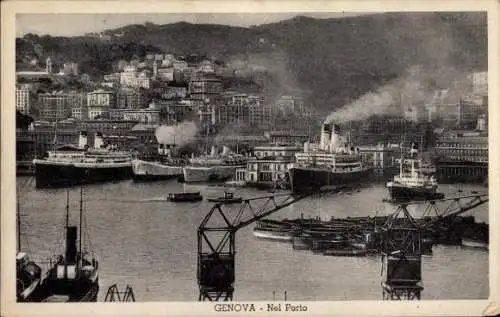 Ak Genova Genua Liguria, Hafen, Kräne