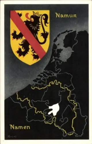 Landkarten Wappen Ak Namur, Le Peuple Belge Album II Serie 23 No. 114