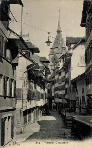 Ak Zug Stadt Schweiz, Blick in die Obergasse