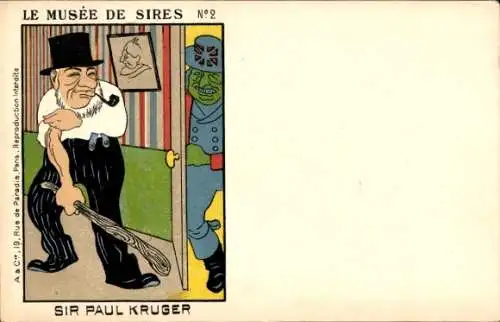 Ak Le Musee dde sires No. 2, Paul Kruger, Karikatur