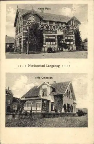 Ak Nordseebad Langeoog Ostfriesland, Haus Post, Villa Claassen
