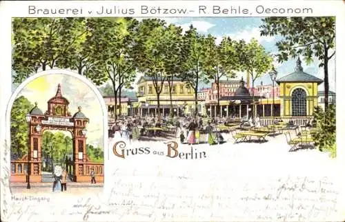 Litho Berlin Prenzlauer Berg, Brauerei von Julius Bötzow, Ökonom R. Behle