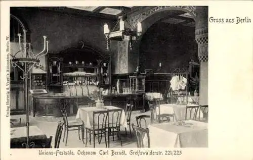 Ak Berlin Prenzlauer Berg, Unions-Festsäle, Greifswalder Straße 221/223