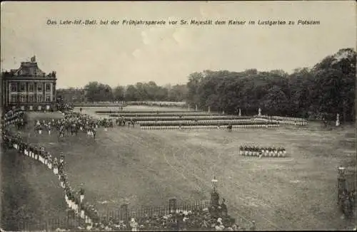 Litho Potsdam in Brandenburg, Frühjahrsparade, Lehr.-Inf.-Batl., Kaiser Wilhelm II., Lustgarten