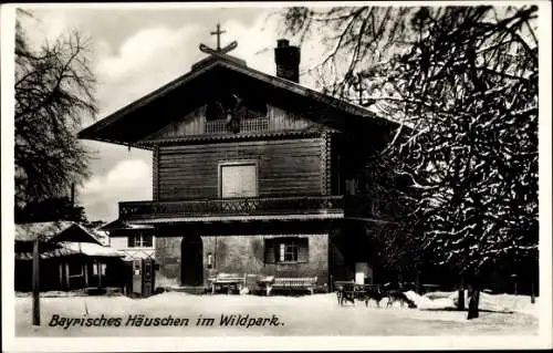 Ak Wildpark Potsdam in Brandenburg, Bayrisches Häuschen, Winter