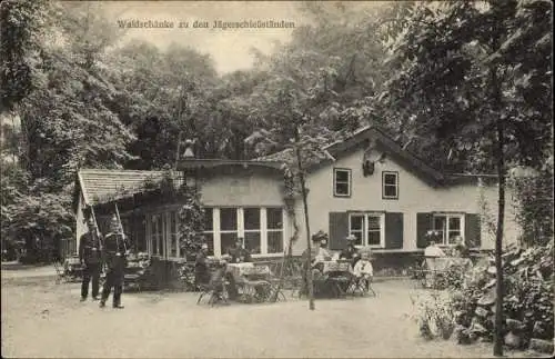 Ak Potsdam in Brandenburg, Waldschänke zu den Jägerschießständen, Soldaten, Kaiserreich