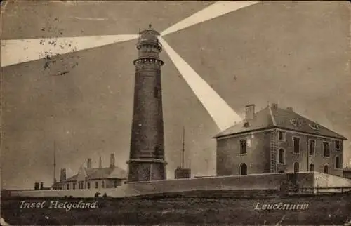 Ak Nordseeinsel Helgoland, Leuchtturm in Betrieb