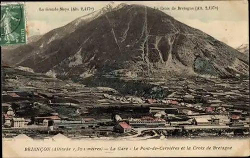 Ak Briançon Briancon Hautes-Alpes, Panorama, Gare, La Grande Maye, La Croix de Bretagne
