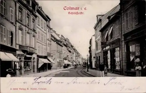 Ak Colmar Kolmar Elsass Haut Rhin, Schlüsselstraße, Geschäfte