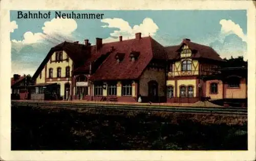 Ak Świętoszów Neuhammer am Queis Schlesien, Bahnhof Gleisseite