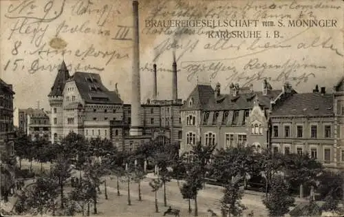 Ak Karlsruhe in Baden, Brauereigesellschaft vorm. S. Moninger