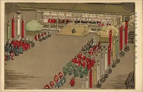 Künstler Ak Japan, Tempel, Zeremonie