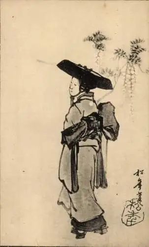 Künstler Ak Japan, Frau im Kimono