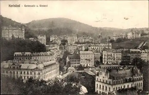 Ak Karlovy Vary Karlsbad Stadt, Gartenzeile, Westend