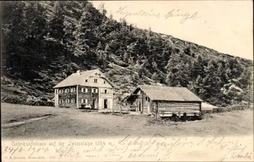 Ak Hallstatt im Salzkammergut Oberösterreich, Unterkunftshaus, Zwieselalpe